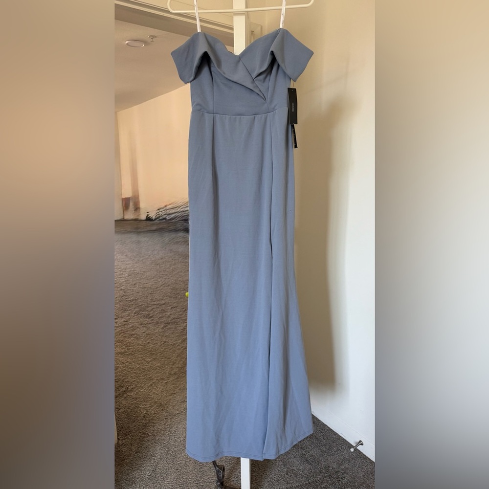 Lulu's Off-Shoulder Blue Maxi Dress